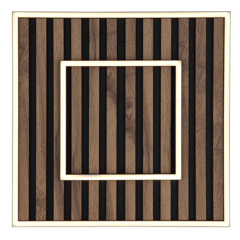 Plafonnier Woody noir avec carré de bois Globo 9007371510573