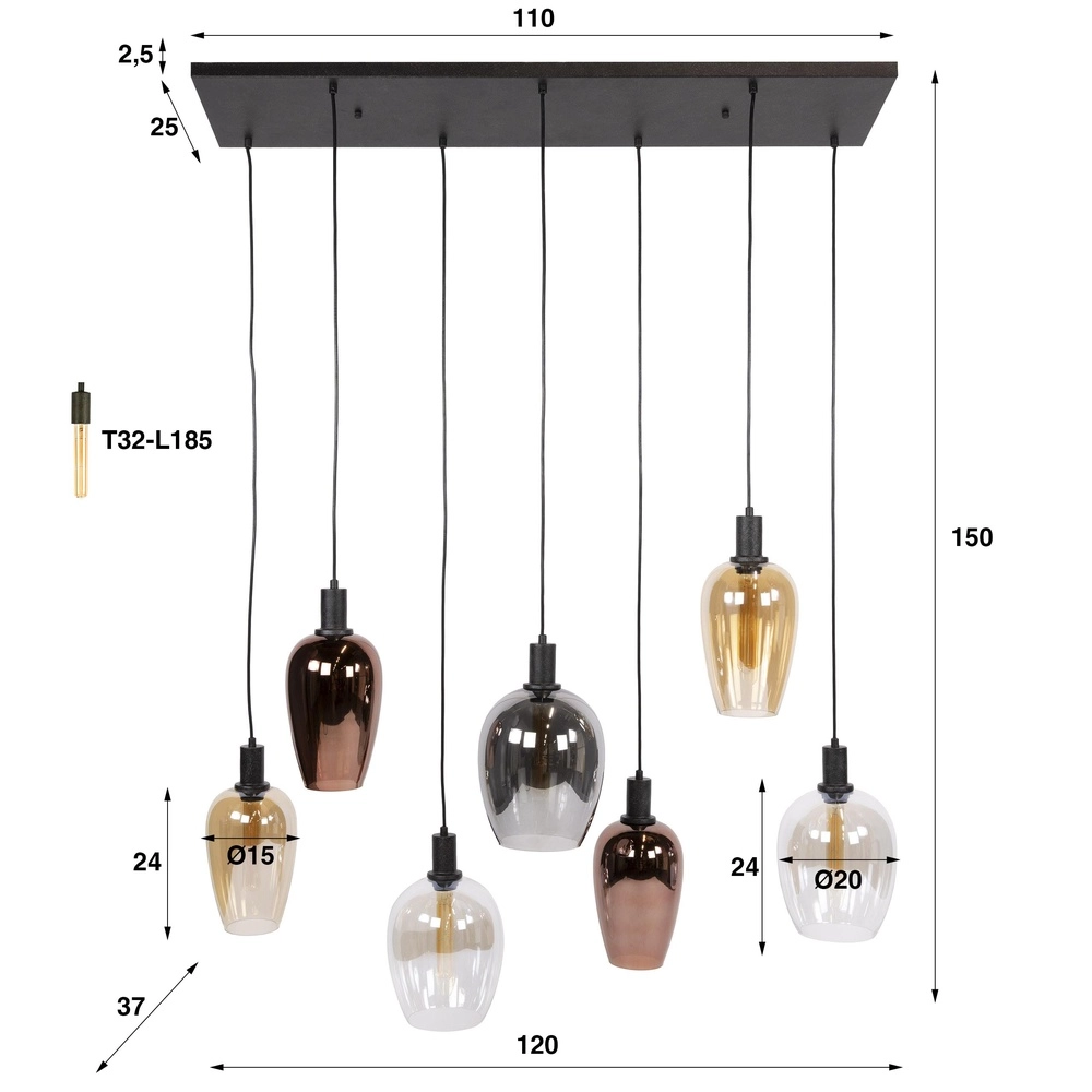 Lampe pendante de table à manger Amfora 7 lumières Lyora 8716803511705