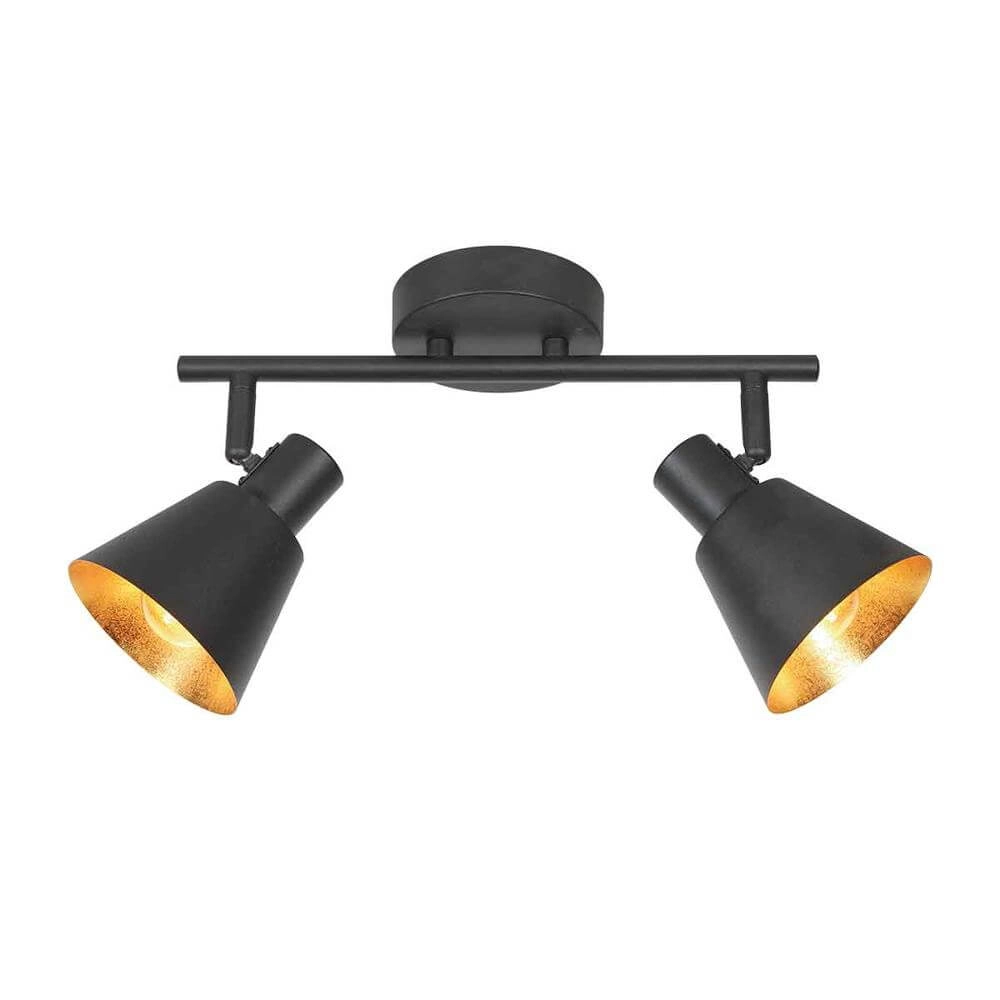 Plafonnier Oeroe noir avec or 2 lumières Plafonnier Oeroe noir avec or 2 lumières