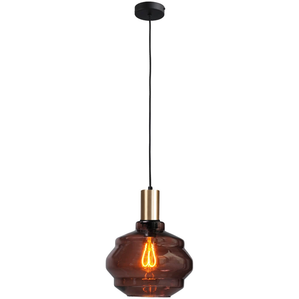 Lampe suspendue dorée Porto avec Boule en verre rouge - Ø 24cm Masterlight 8718121268910