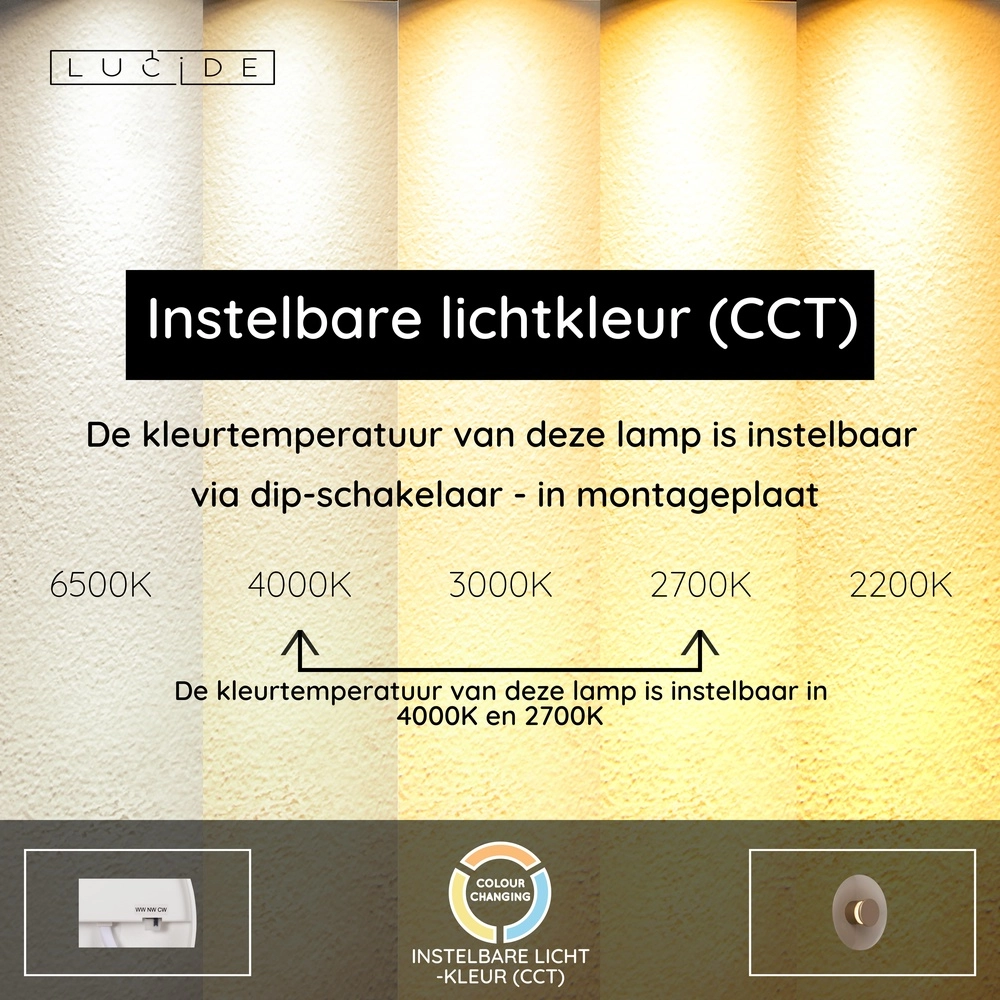 Lampe murale LED Santiago Ø 23cm - champagne avec verre ambré Premium by Lucide 5411212221896
