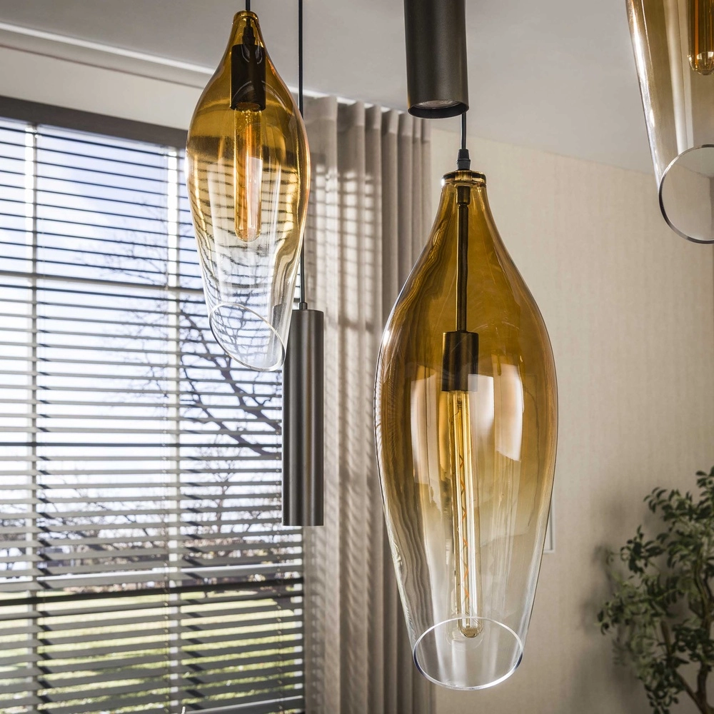 Lampe pendante élégante Cocoon avec du verre qui s’estompe. Lyora 8716803511941
