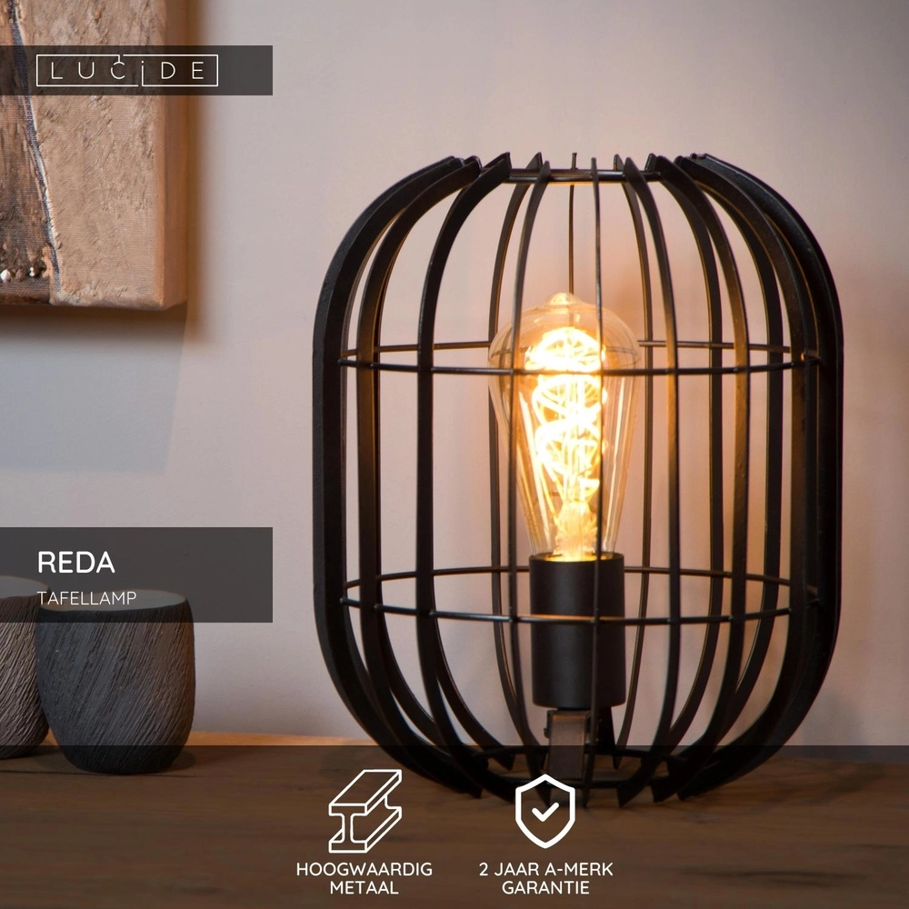 Lampe de table Reda Ø 22cm noir Lucide 5411212782502