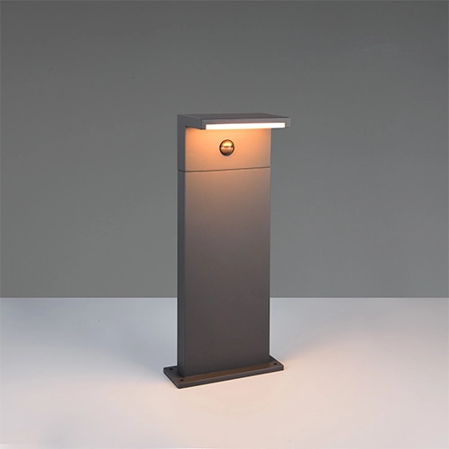 Lampe de jardin moderne Ravi anthracite avec capteur 50 cm