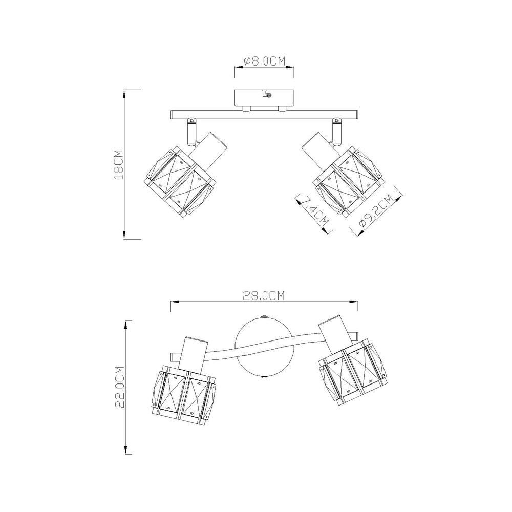 Lampe de plafond Kris 2-Léger nickel Globo 9007371360253