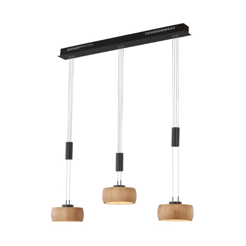 Lampe suspendue 3 lumières Shine-Wood noir