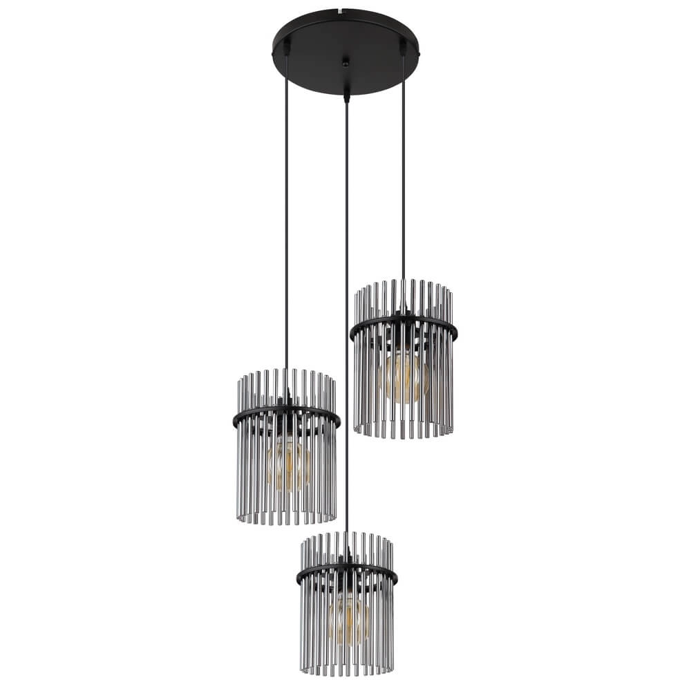 Suspension noire Gorley avec verre fumé rond Ø 47cm Globo 9007371448791