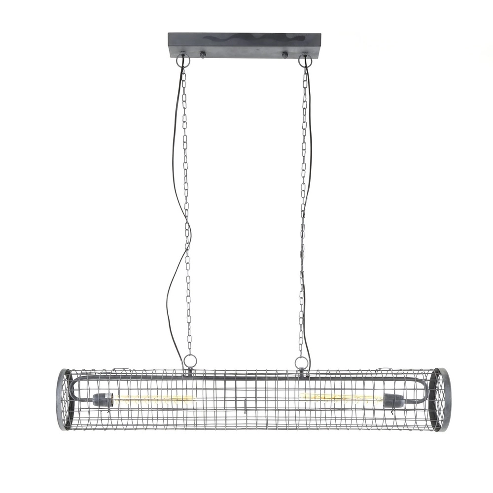 Lampe suspendue industrielle en maille Cylinder 121cm - 2x E27 Lyora 8716803512757