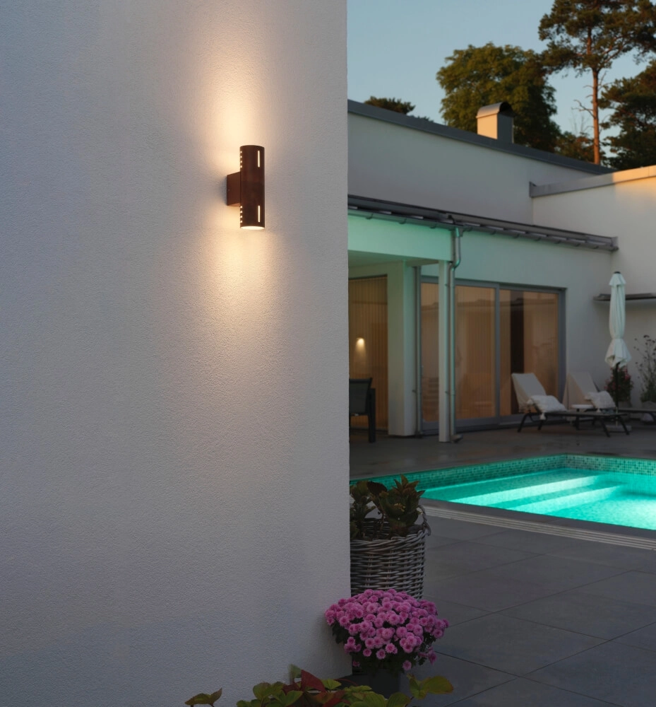 Applique murale design Cuneo Brun rouille avec verre blanc KonstSmide 7318303659720