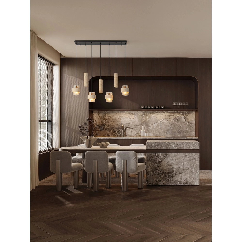 Lampe suspendue à 7 lampes Melony Brun sable moderne