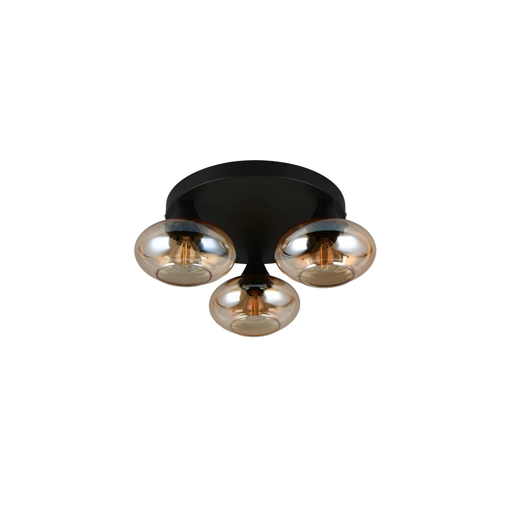 Plafonnier Divina noir avec verre ambré Trio 4017807667363