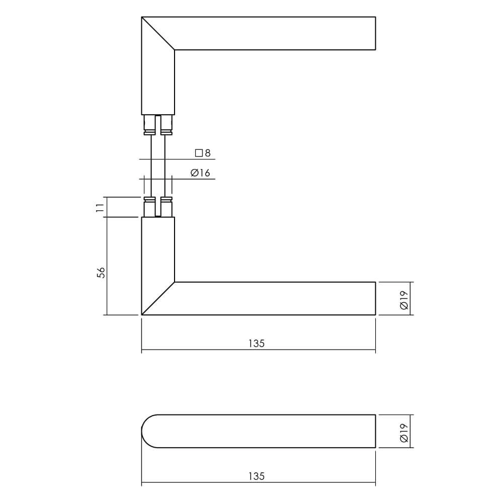 Jeu de quincaillerie de porte arrière Jura Carré en laiton culbuté Intersteel 8714186697139