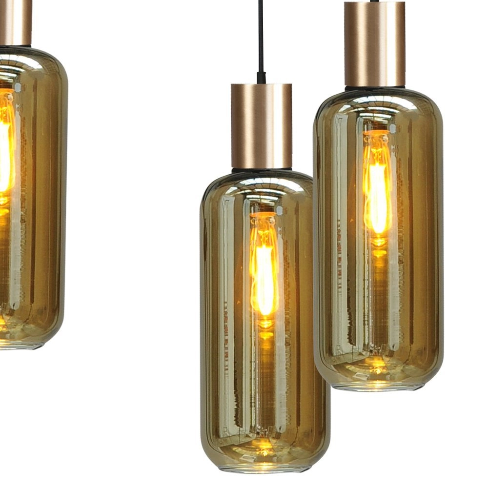 Lampe suspendue noire avec de l'or Bounty Verre cylindrique à 6 lumières Masterlight 8718121247908