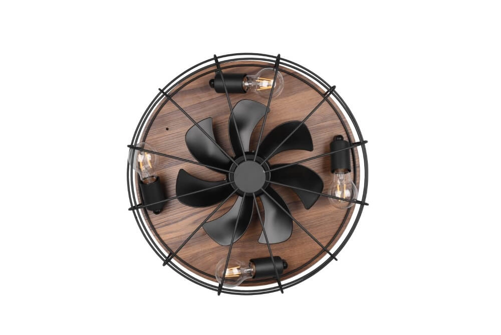 Ventilateur de plafond Trondheim noir avec du bois Trio 4017807529586