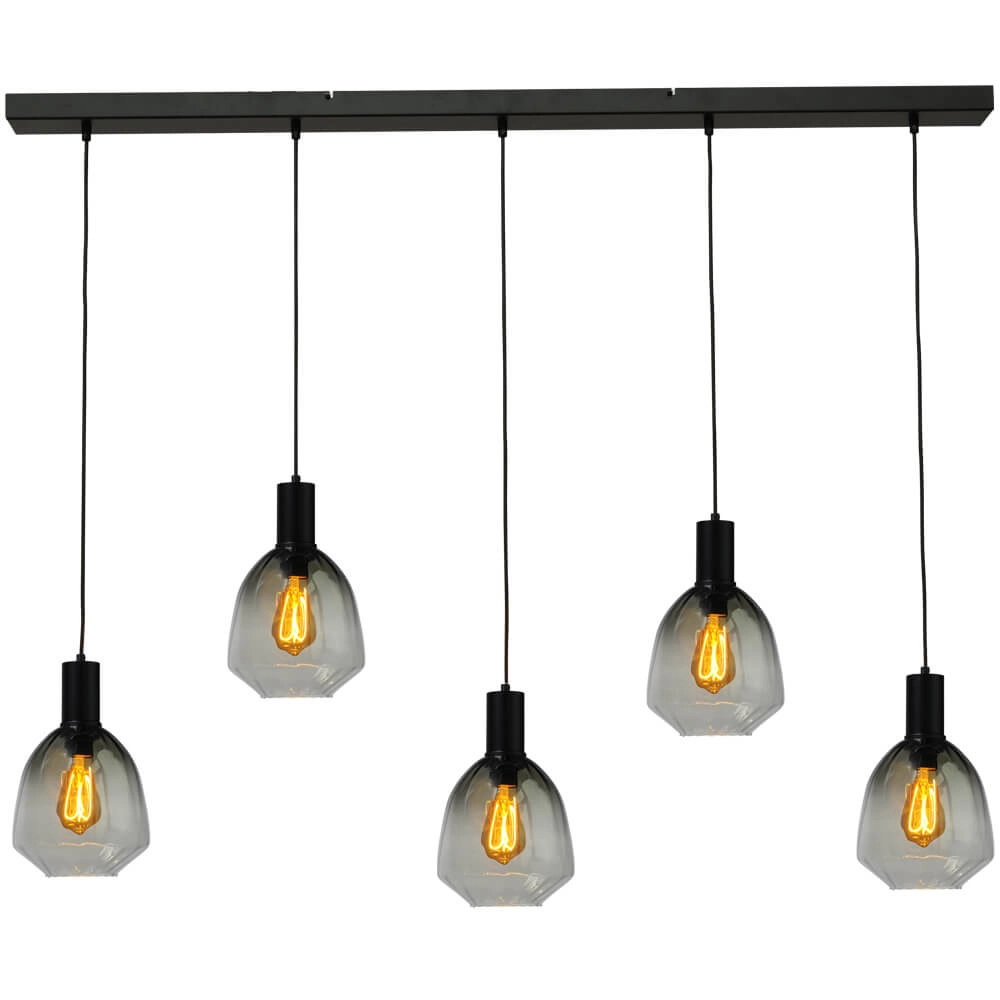 Lampe suspendue 5 lumières - noire - Porto avec des lunettes vertes Nicolette Lampe suspendue 5 lumières - noire - Porto avec des lunettes vertes Nicolette