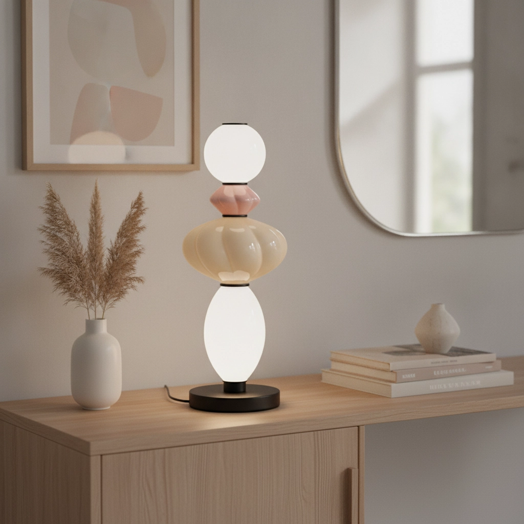 Lampe de table Oneta Blanc - Rose - Beige