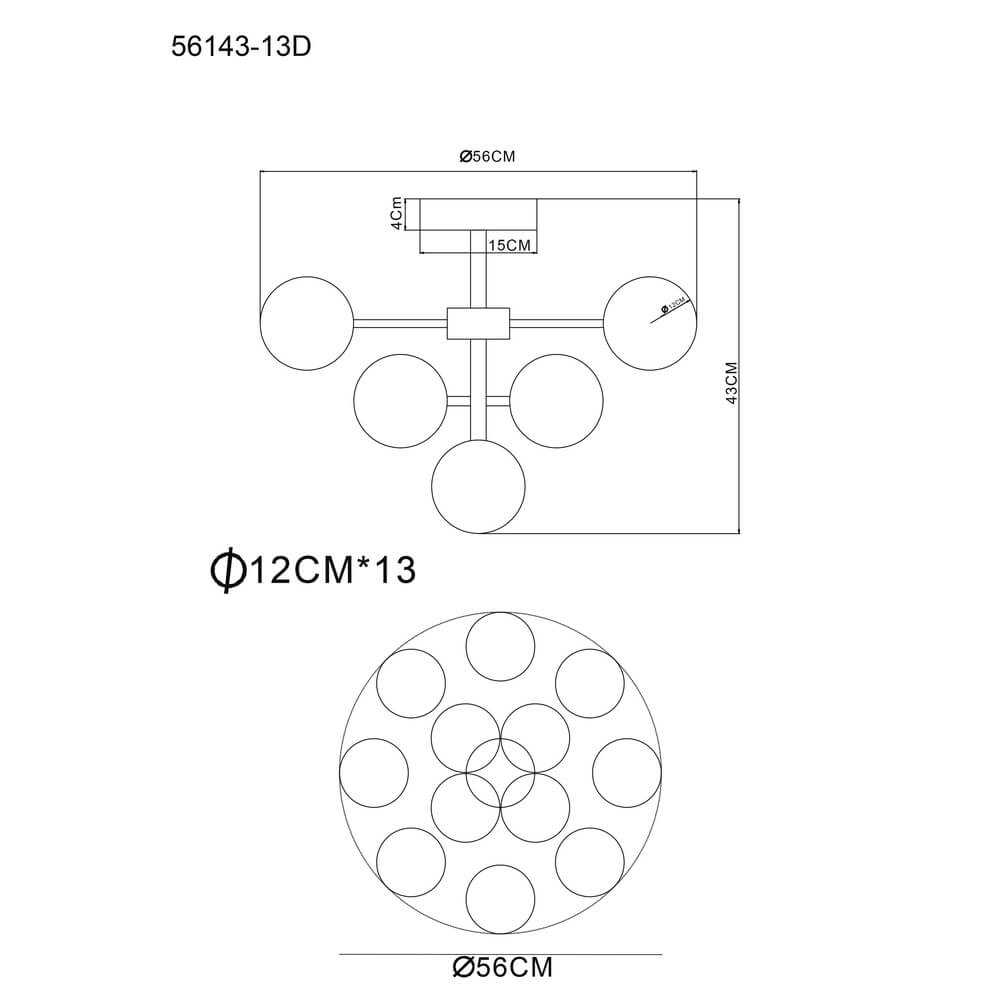 Plafonnier noir Grappy 13 lumières Globo 9007371447121