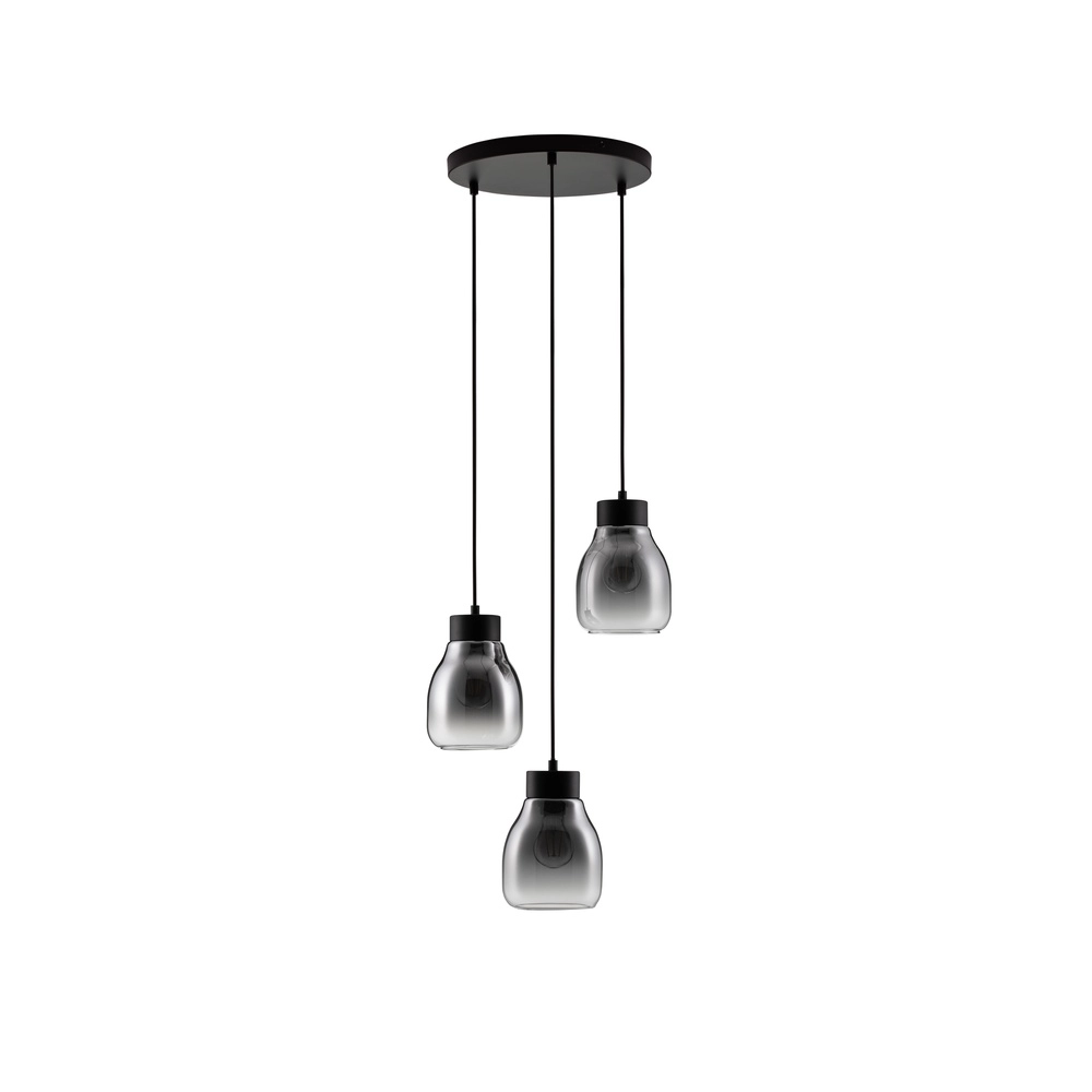 Suspension Blacu 3 lumières noir rond Lyora 5212017447487