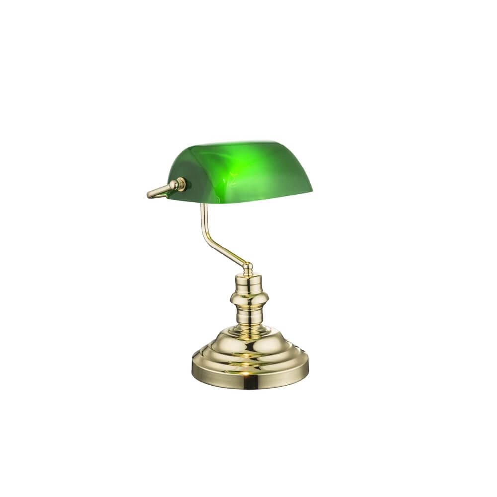 Lampe de bureau classique Antique nickel avec verre vert