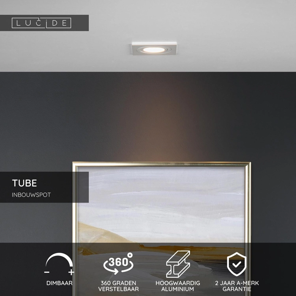 Projecteur encastré Tube Blanc carré Lucide 5411212220899