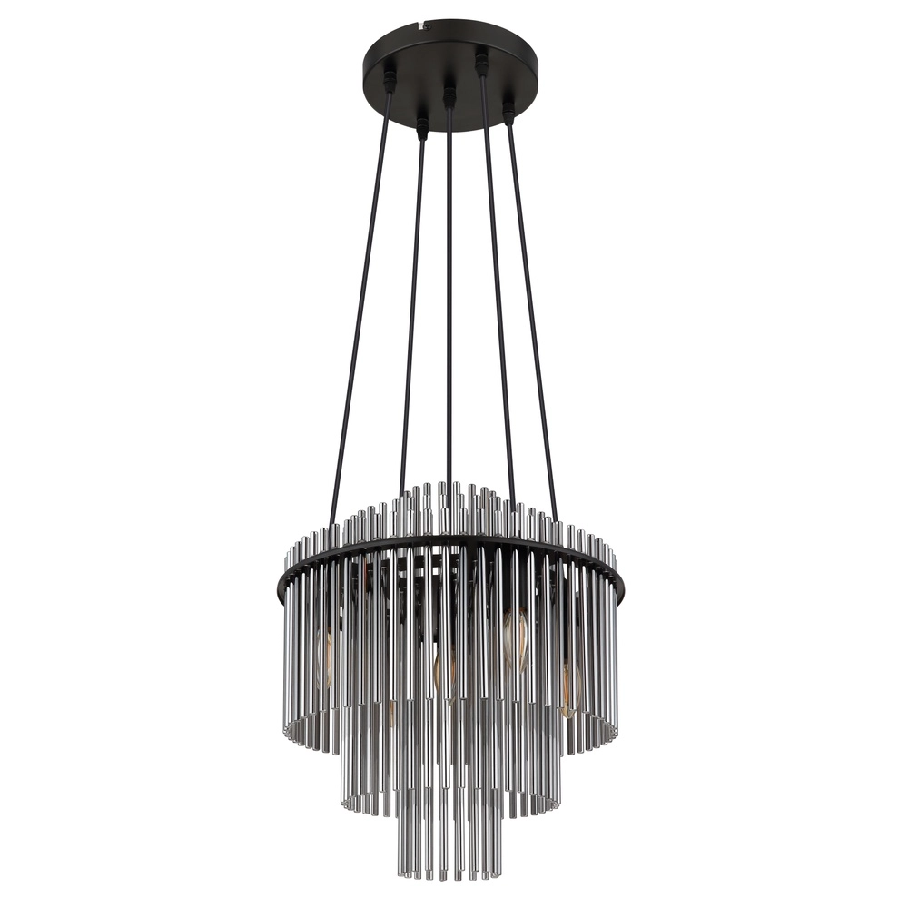 Lampe pendante Ø 40cm Gorley Noir avec tiges en verre fumé Globo 9007371515134