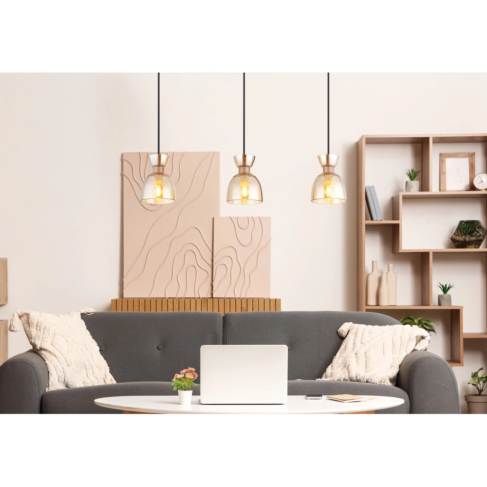 Lampe pendante de conception Massey Café brun 3 lumières Globo 9007371533503