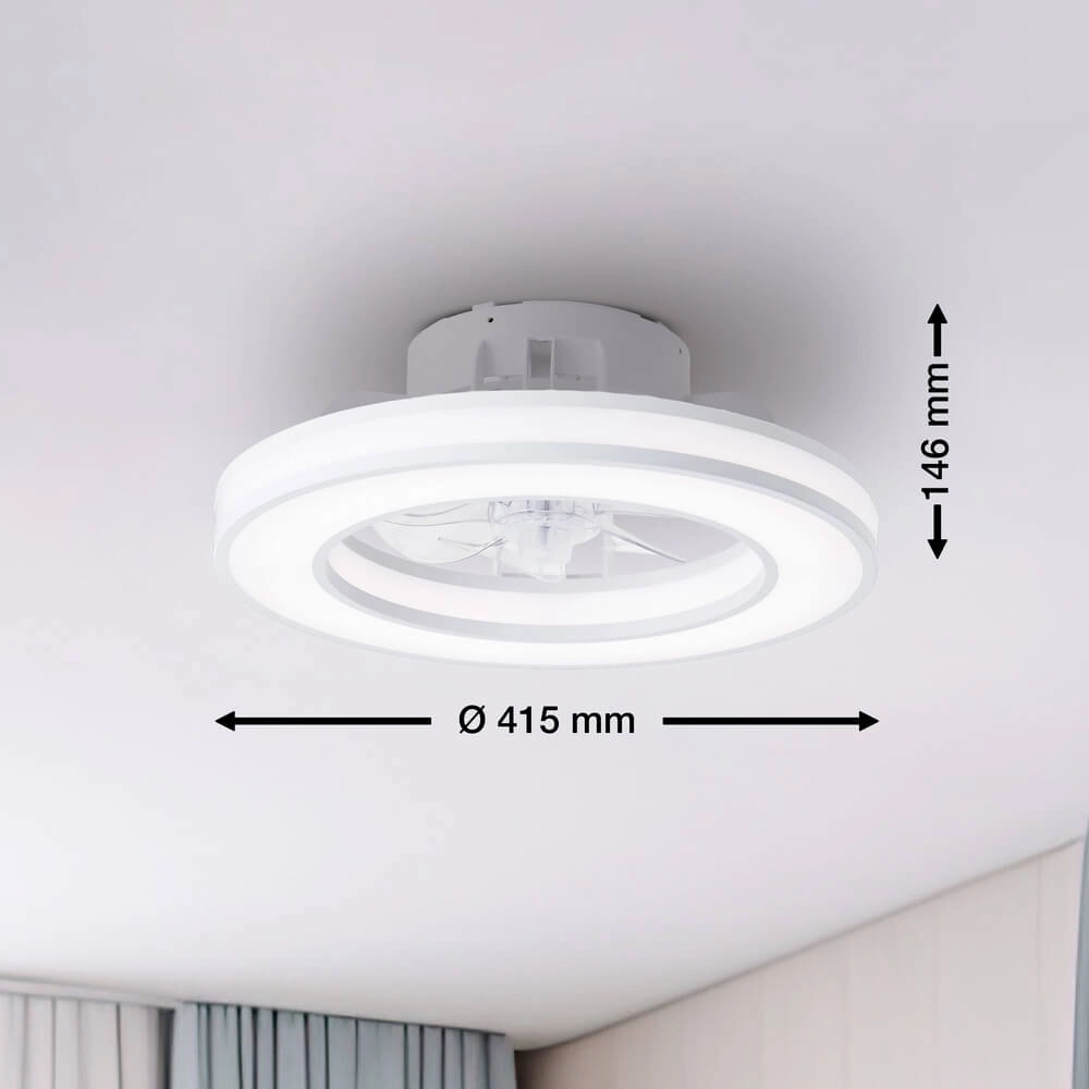 Ventilateur de plafond blanc Mondello avec lampe RGB Brilliant 4004353453304
