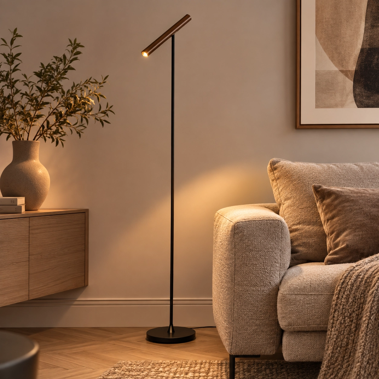 Lampadaire design Kansas noir avec bronze