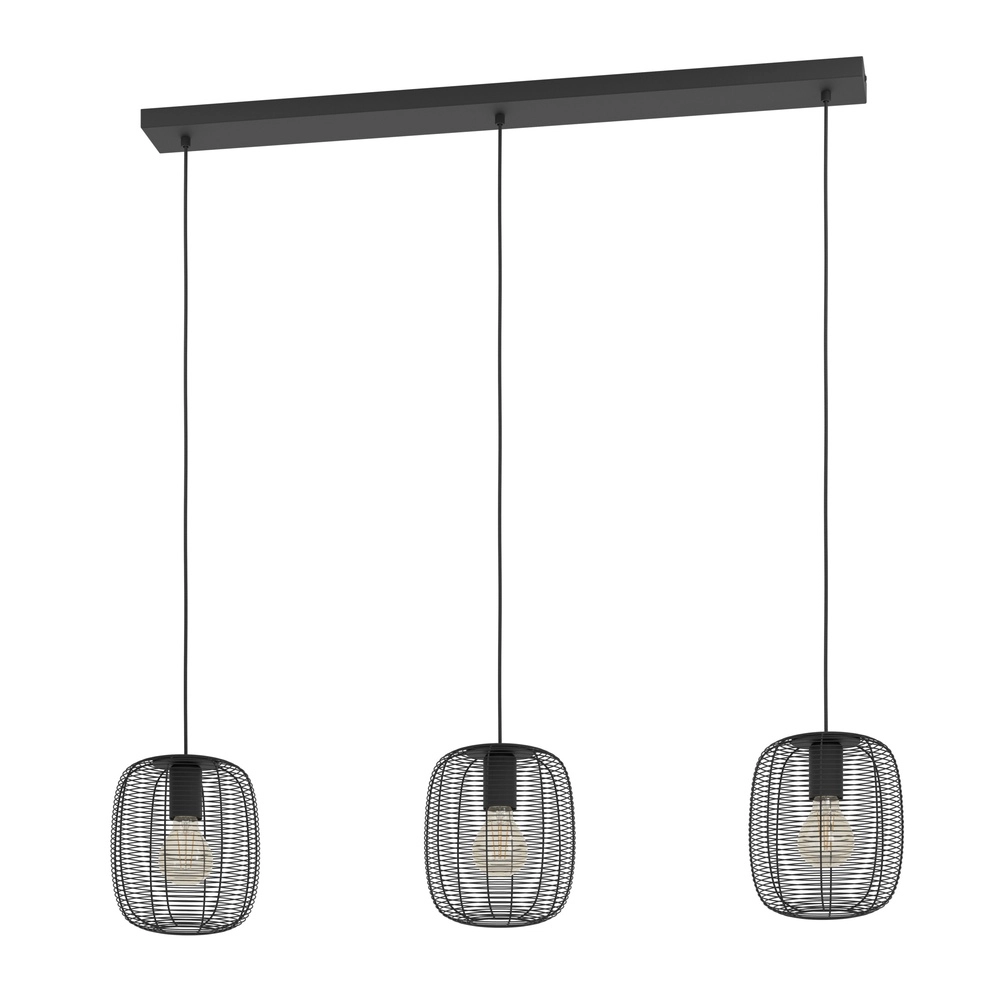 Lampe à fil à 3 lumières Derwen 3x E27 - Ø20cm - noir