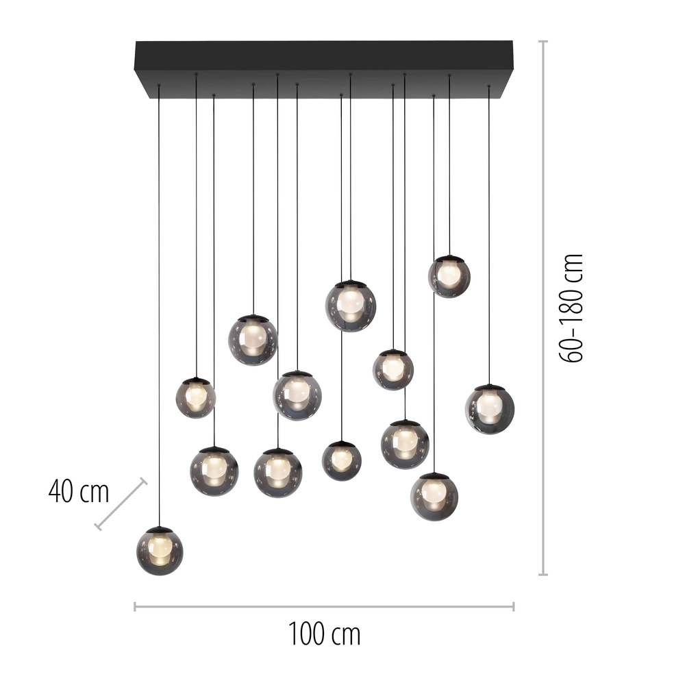 Lampe suspendue à 13 lumières Pure Popup Gris mystique Paul Neuhaus 4012248398302