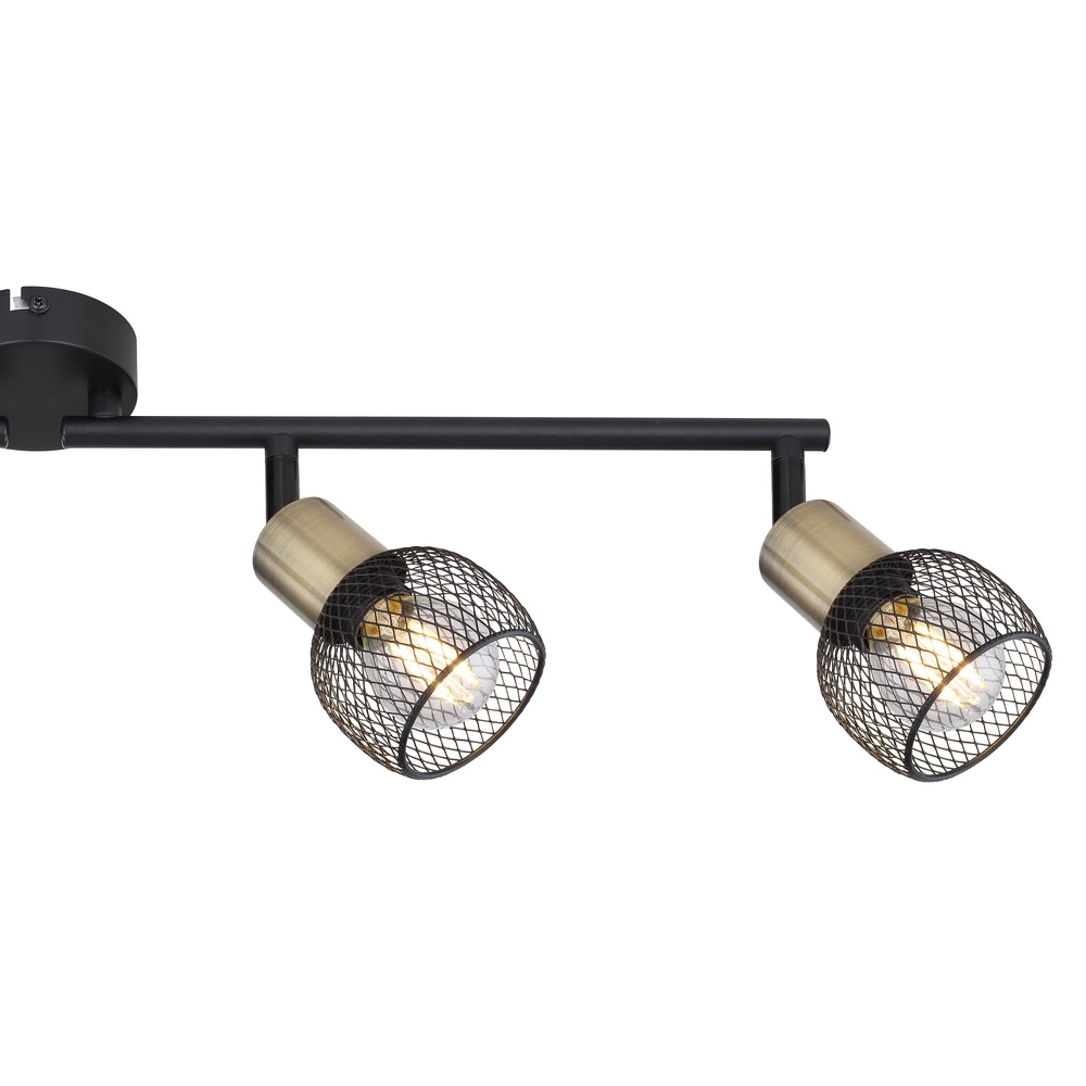 Lampe de plafond Fiastra 4 lumières noires avec maillage Globo 9007371418121