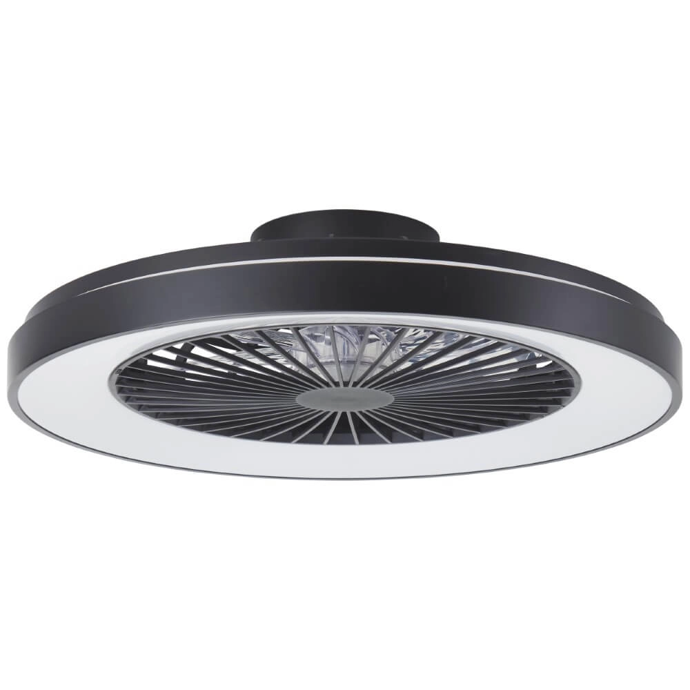 Ventilateur de plafond noir Mazzaro avec lampe RGB - 58cm Brilliant 4004353441202