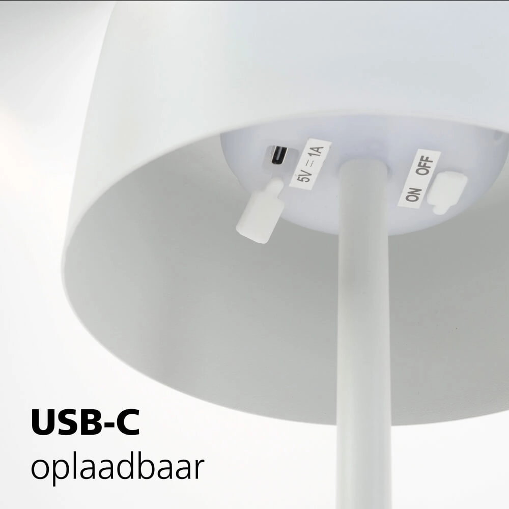 Lampe de table élégante Roccanova Solaire Blanc avec USB Eglo 9008606355044