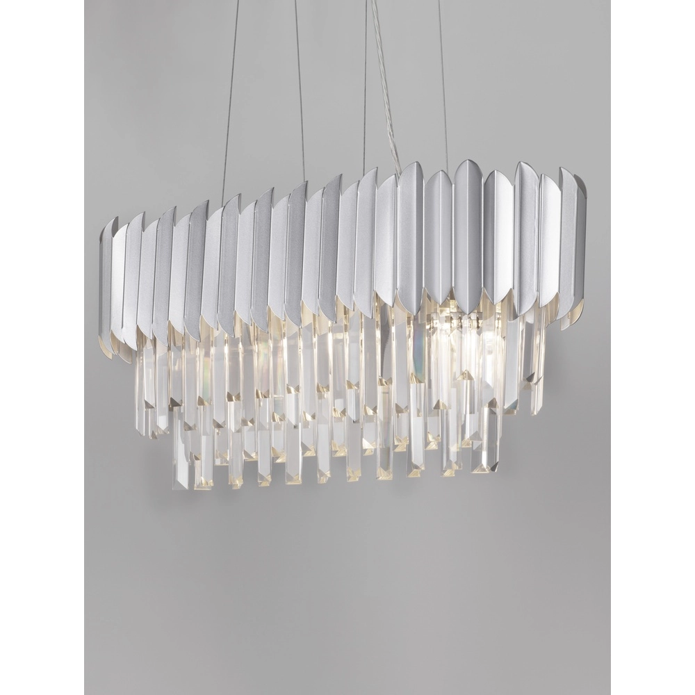 Suspension Magnolia chrome allongé et cristal Lyora 5212017434975