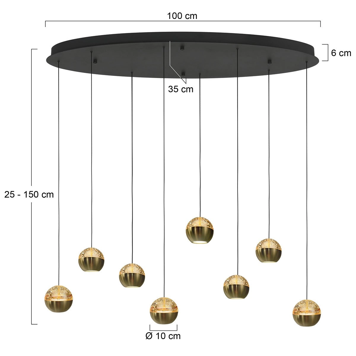 Lampe suspendue ovale Belluno LED 8 lumières - laiton Steinhauer 8712746183993