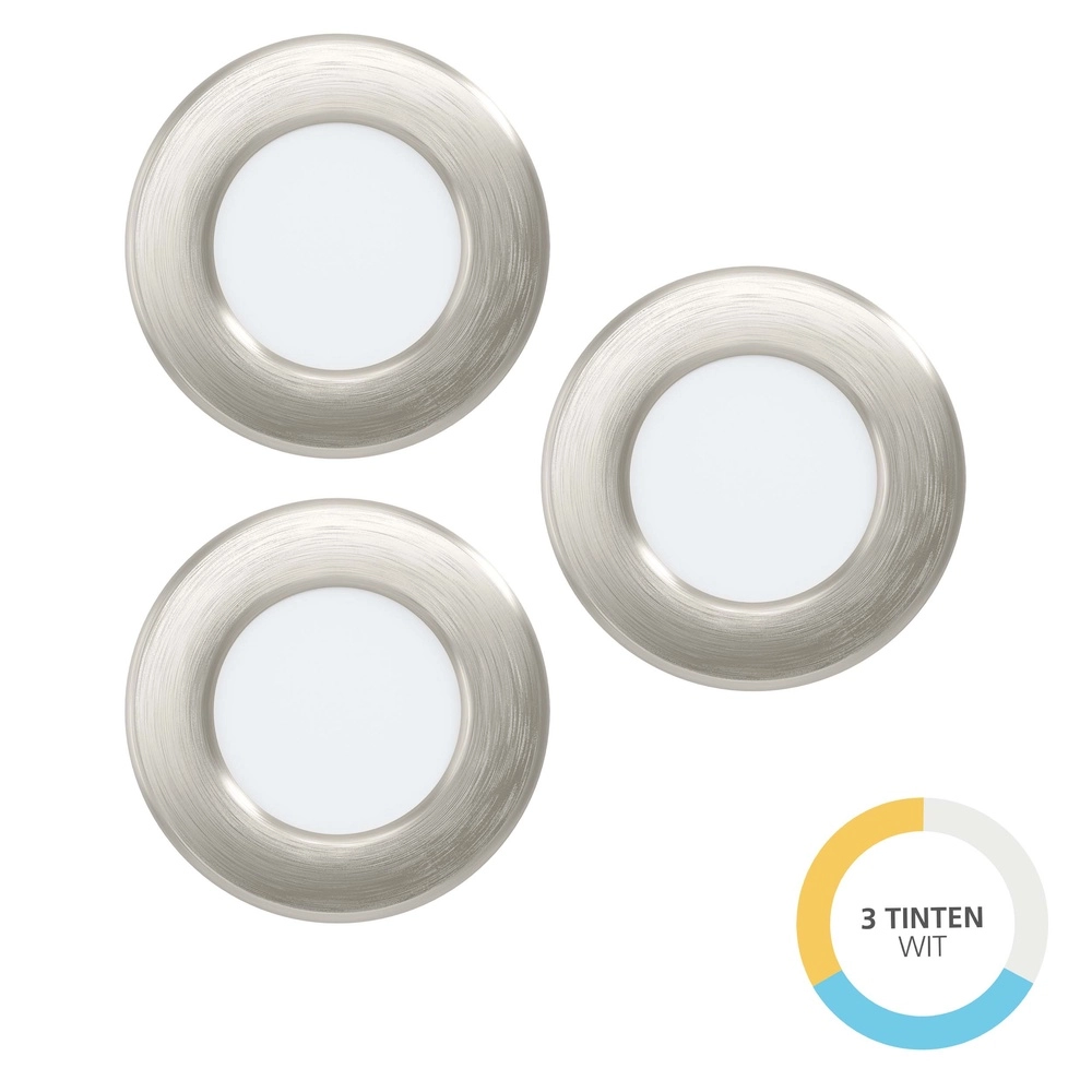 Projecteur encastré 3x Fueva 6 rond - acier inoxydable - Ø 8,8 cm