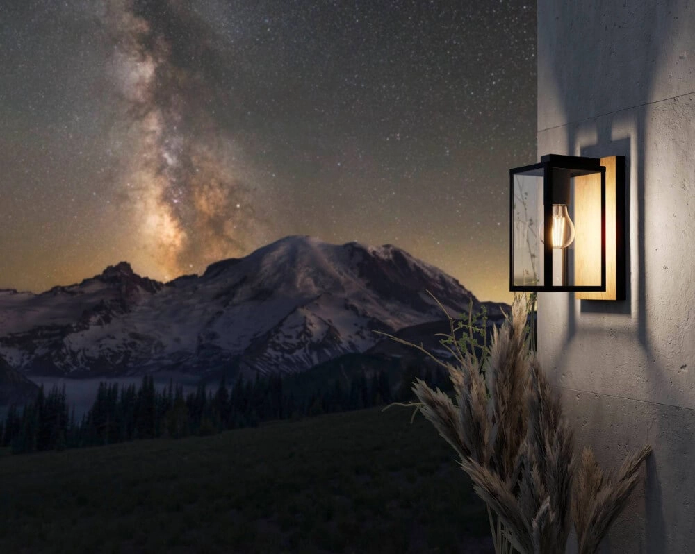 Lampe d'extérieur Budrone Noir avec du bois Eglo 9008606231591