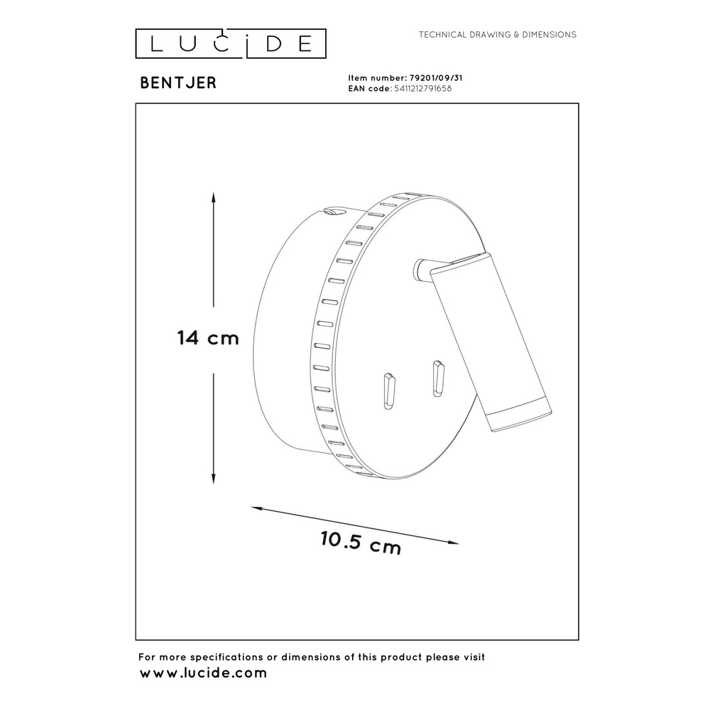 Lampe de chevet Bentjer Blanc Lucide 5411212791658