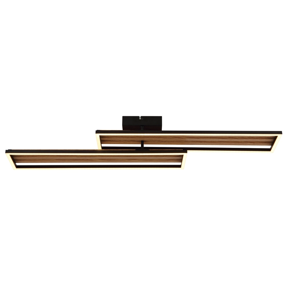 Lampe de plafond moderne Dakari I noir avec bois 90 cm Globo 9007371528783