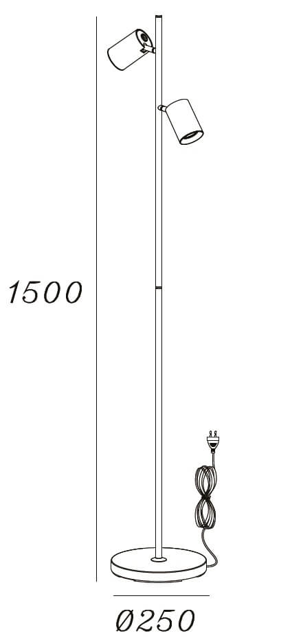 Lampadaire Megano noir 2 lumières Artdelight 8720701100664