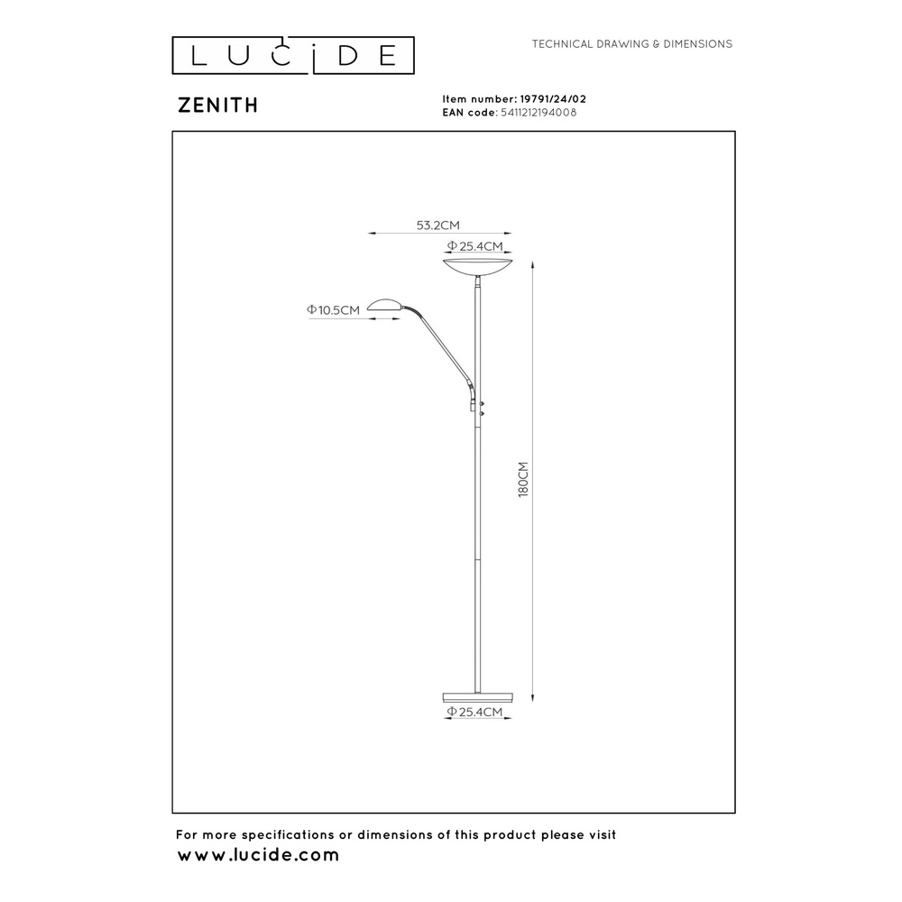 Lampe de lecture Zenith Or Lucide 5411212194008