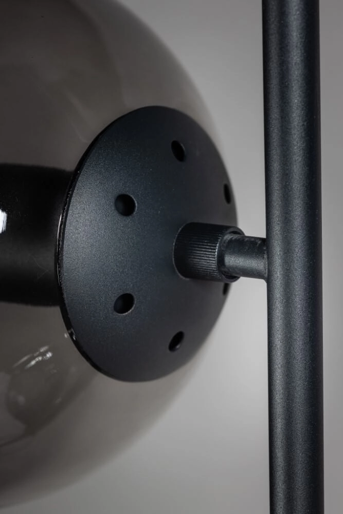 Lampadaire design Davina 2 lumières noir avec verre fumé ETH 8720195302759