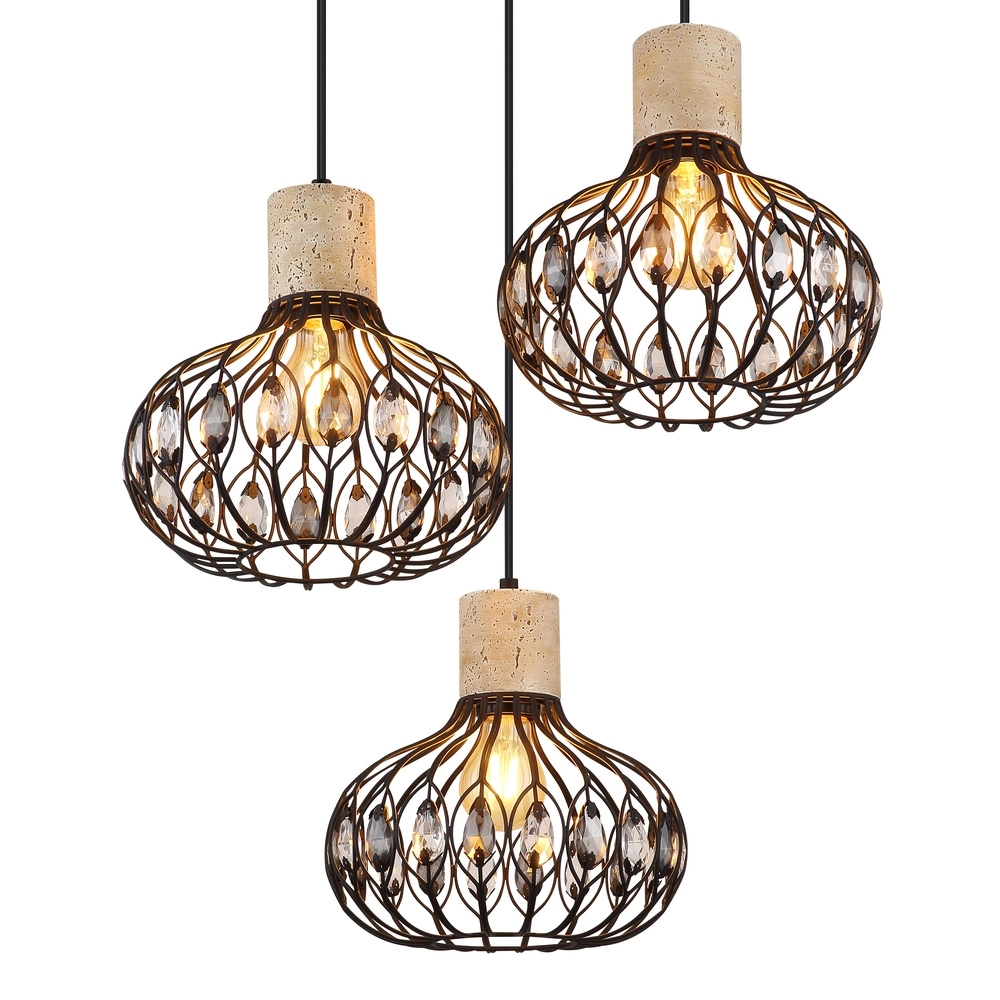 Lampe pendante à 3 lampes Dorthy Country Black Globo 9007371569069