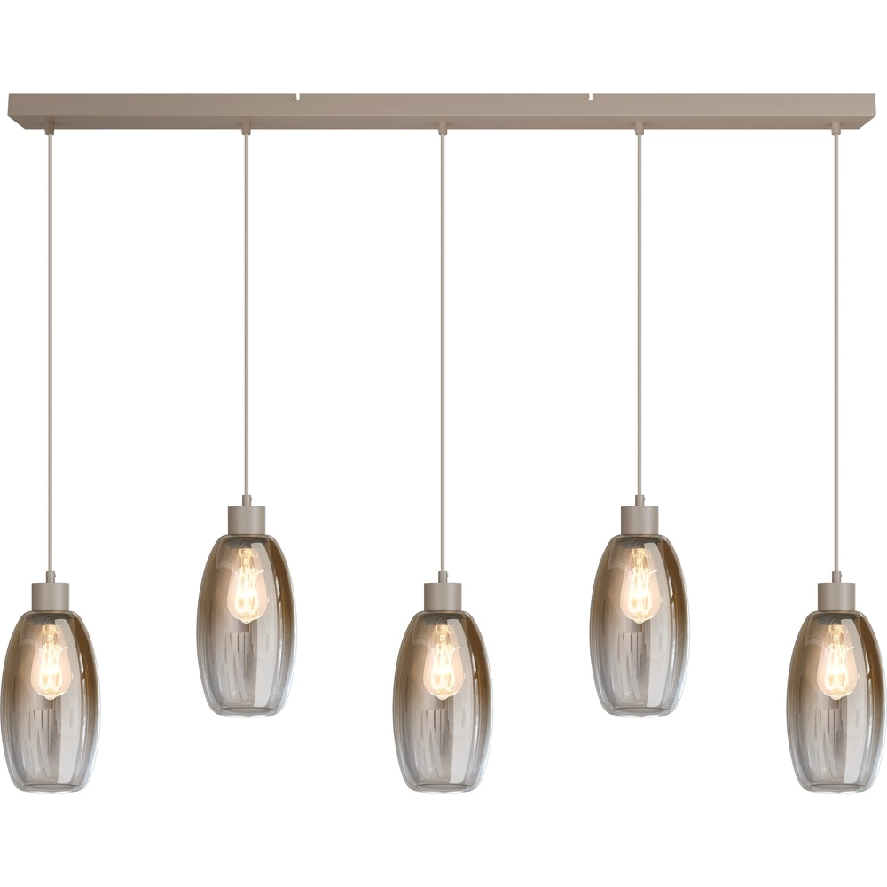 Lampe suspendue en verre Olive 5x Ø 15cm - sable