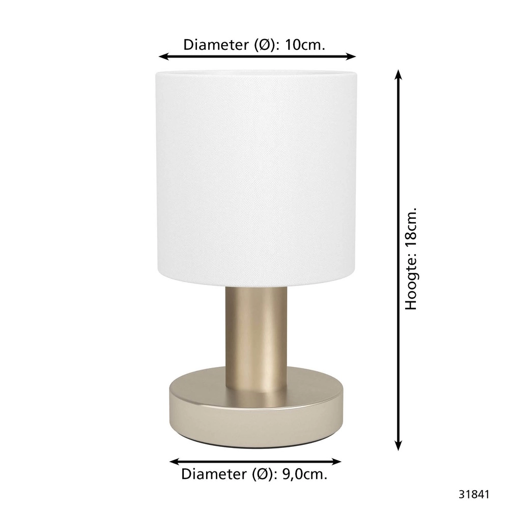 Lampe de table Montetto nickel avec capuchon blanc Eglo 9002759318413