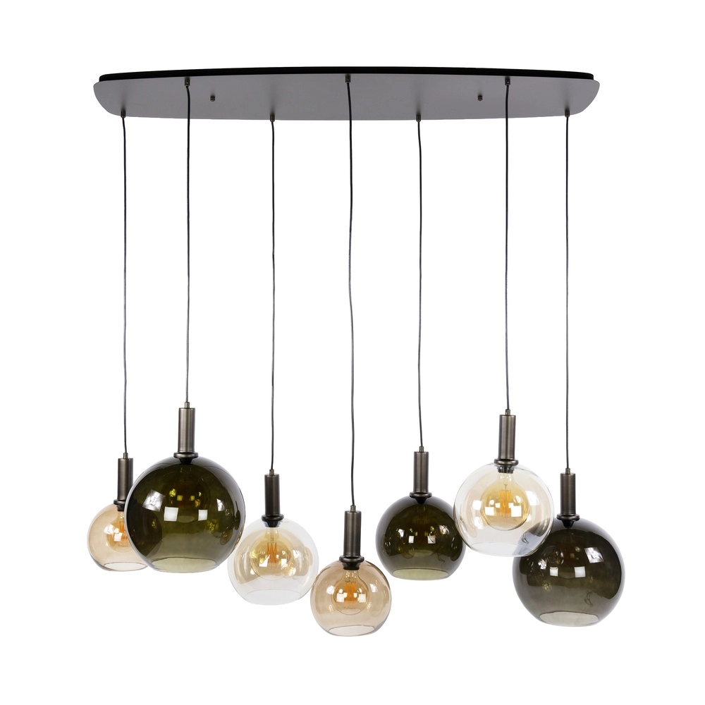 Lampe pendante de conception Moka 7-brun sable clair avec verre brun Lyora 8716803514881
