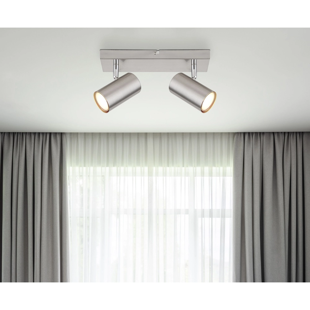 Lampe de plafond à deux lampes Robby nickel Globo 9007371439515