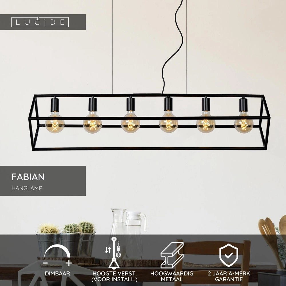 Lampe pendante moderne Fabian Noir à 6 lumières Lucide 5411212010810