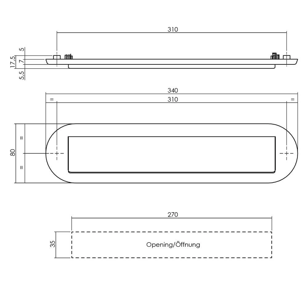 Boîte aux lettres bord de pluie Posta Laiton ovale Intersteel 8714186653647