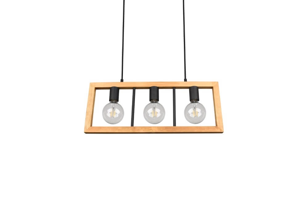 Lampe suspendue Agra Bois 3 lumières avec noir Trio 4017807502855